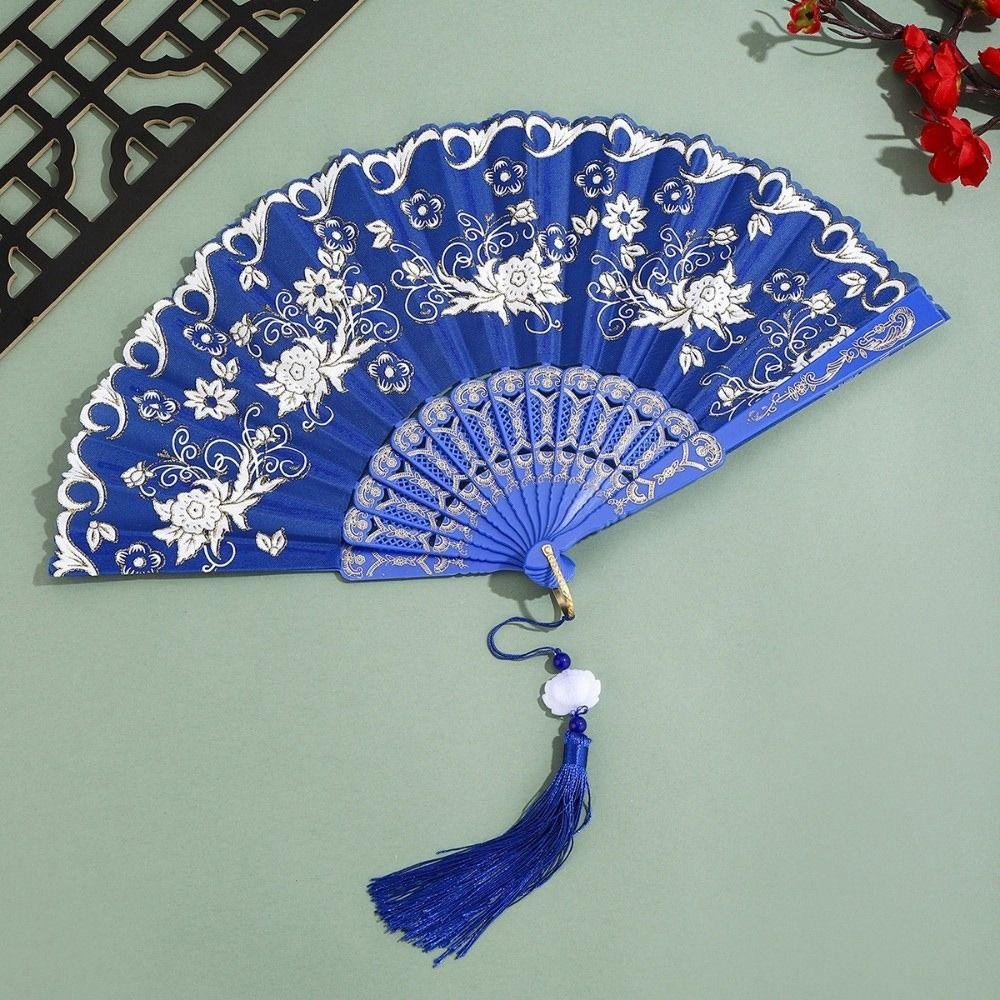 with Tassel Chinese Style Fan Flower Carving Dance Hand Fan  Home Decoration