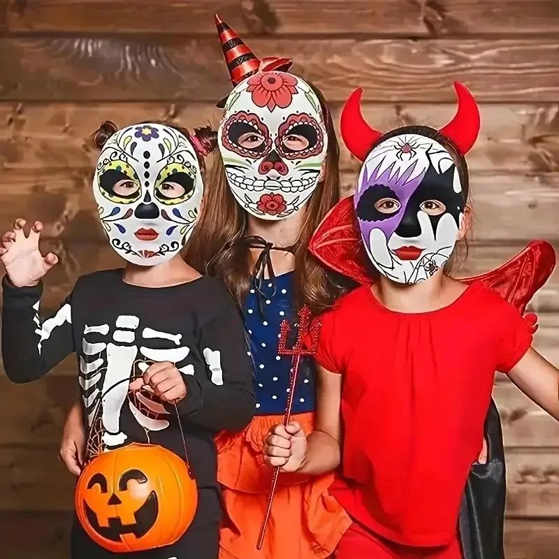 1/8 шт. DIY Белые Маски Хэллоуин Папье-маше Полное Лицо Раскрашиваемая Косплей Поделка Товары для вечеринки Унисекс Маска для лица Костюмный реквизит