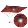 Cantilever Sun Umbrella with LED Light Strips Terracotta 351 x 250 x 253 cm