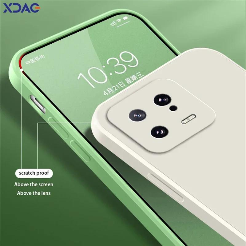 Square Liquid Silicone Phone Case for Xiaomi 13 13T Pro Ultra Lite 360 Protective Soft Back Cover Mi 13Pro 13Lite Shockproof Bag