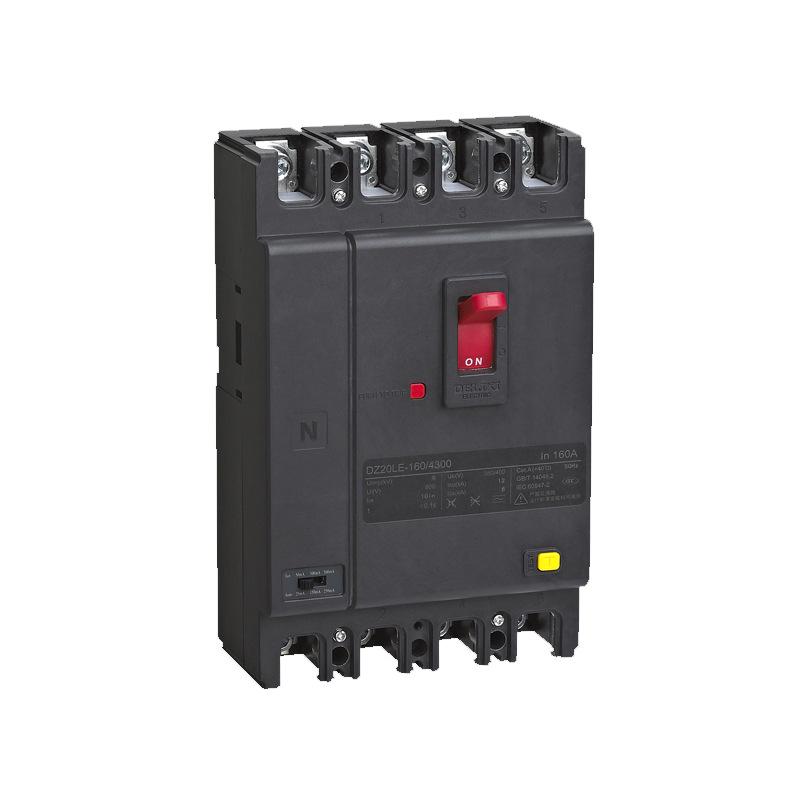 Трехфазный воздушный выключатель Delixi DZ20L-160/4300 4P с устройством защитного отключения от утечки тока