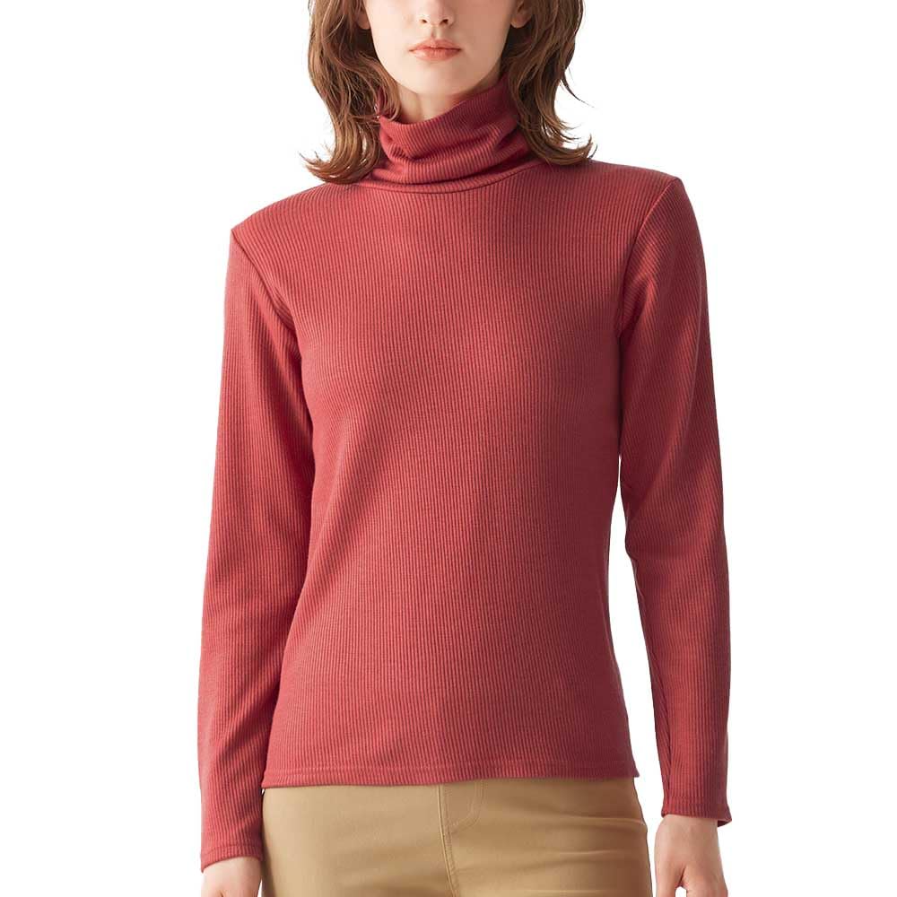 Gunze HOTMAGIC MH8445 Хлопковая футболка с длинным рукавом, теплая, в рубчик, вишнево-красная, женская, смесовая, влагоотводящая, теплогенерирующая, материал,