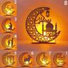 8 Styles DIY Wooden Ramadan Decorations Moon LED Candle Lamp Muslim Islam Eid Crafts Ornaments