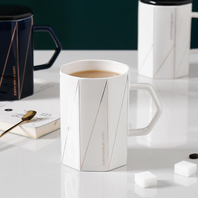 Nordic Style Simple Line Ceramic Mug Coffee Cup Water Cup Milk Cup Large Capacity