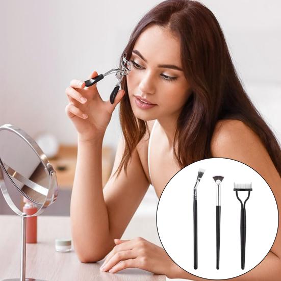 3Pcs/Set Eyelash Brush Comb Ergonomic Angle Scalloped Lashes Brush Separator Tool Portable Women Girls Eyelash Definer Mascara Applicator Brush
