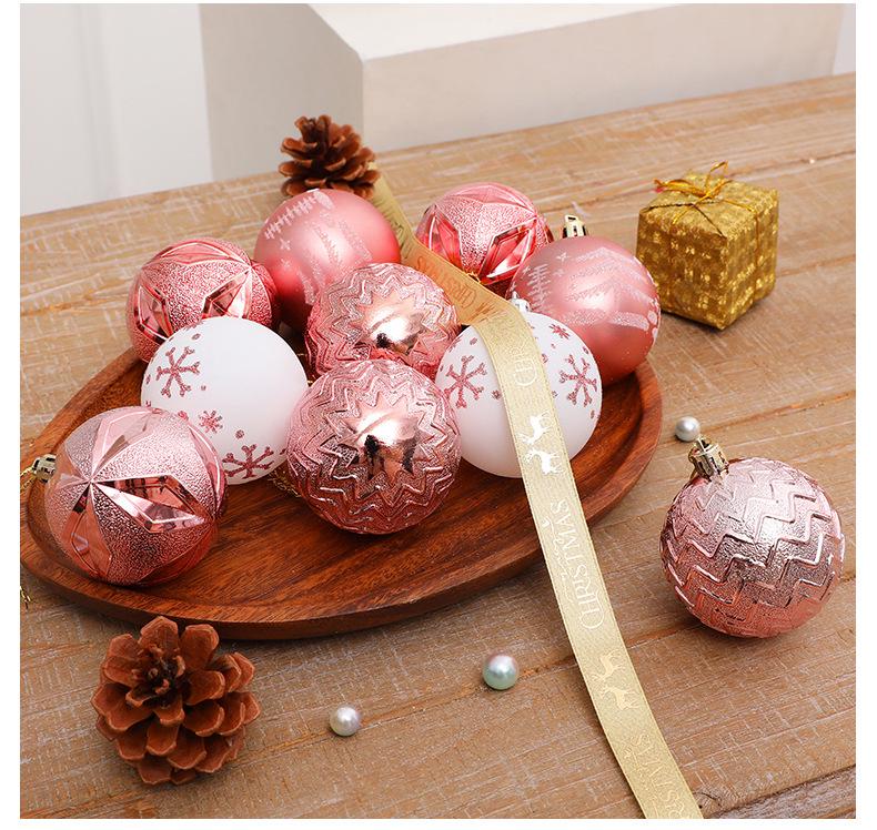 Electroplated Painted Christmas Ball Ornament Set – Plastic Round Decorations for Tree