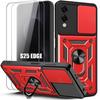 Protective Case - BOOLING - for Samsung S25 Edge - Shockproof - Camera Protection - Red - with 2 Tempered Glasses