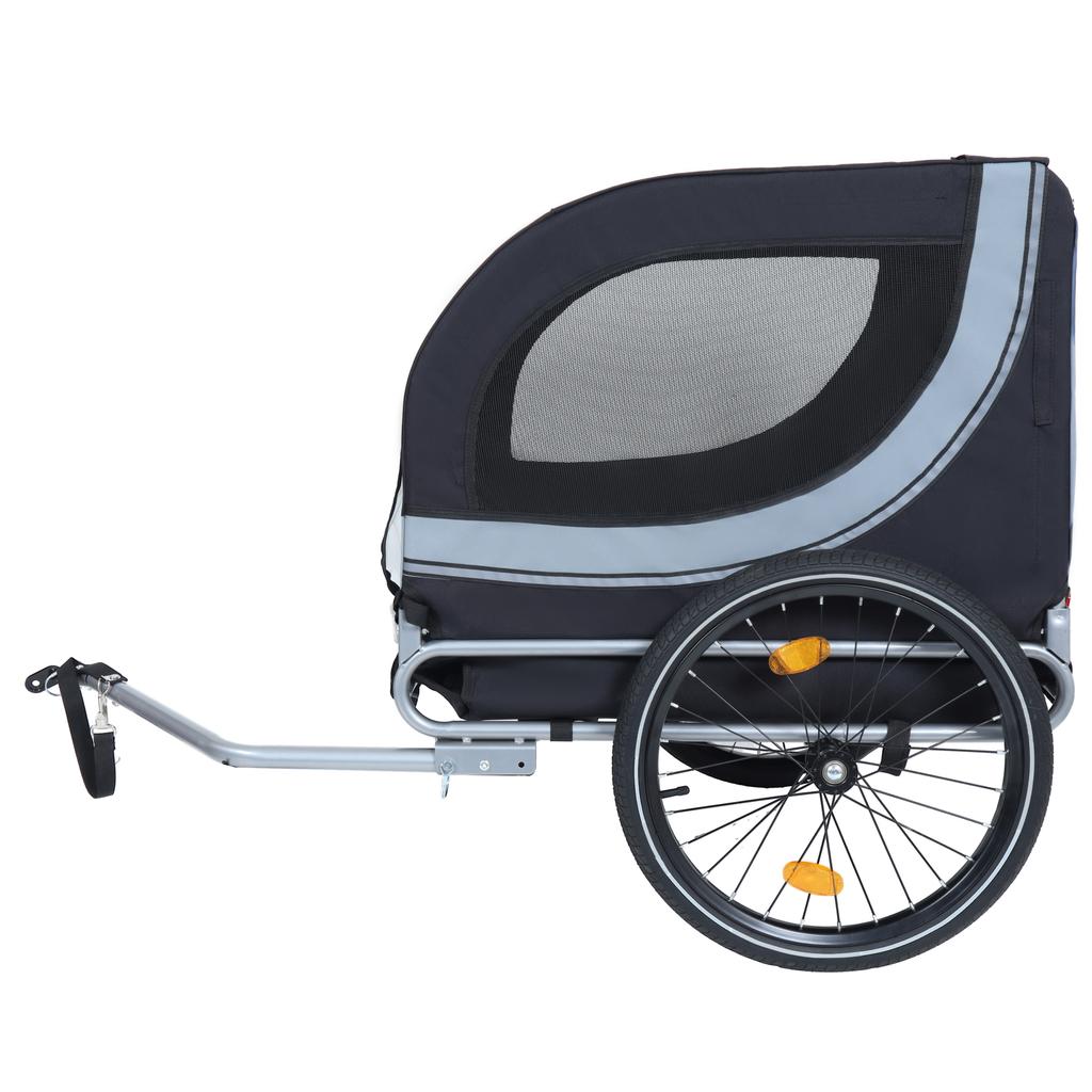 Dog Bicycle Trailer (up to 40 kg) Grey-Black with Safety Swivel Coupling, Bicycle Cargo Trailer with Mosquito Net & Rain Cover