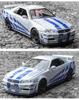 1:32 GTR R34 Low-Rider Sports Car Model with Opening Doors, Four-Wheel Suspension, Alloy Build, Sound and Light, Pull-Back Simulation