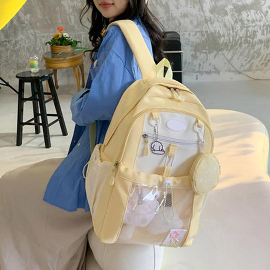 Рюкзак для ноутбука для девочек Водонепроницаемый рюкзак с прозрачным передним карманом Рюкзак большой вместимости с мягкими лямками для школы, улицы, путешествий