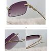 Luxury Brand Designer Square Small Rimless Sunglasses Women For Men Fashion Vintage Popular Trendy Sun Glasses Shades Uv400
