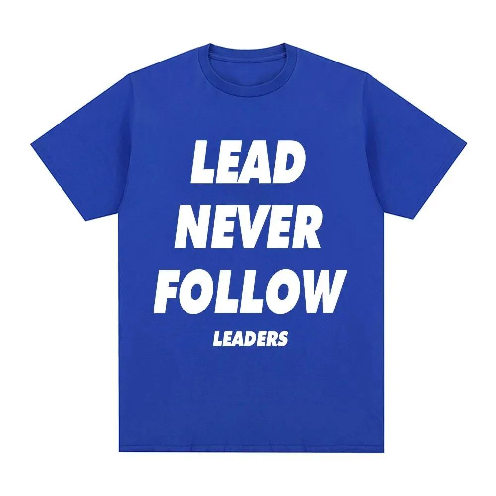 Chief Keef Футболка с принтом Lead Never Follow Leaders Модная винтажная футболка 100% хлопок Оверсайз с коротким рукавом Уличная одежда