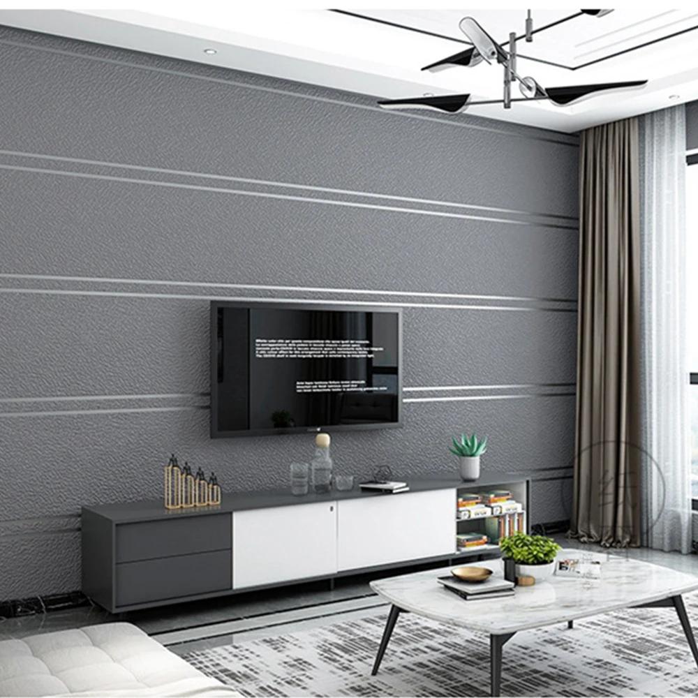 Nordic Imitation Deer Skin Velvet Double Stripe Wallpapers Bedroom Living Room Non Woven Fabric Home Decoration Wallpaper