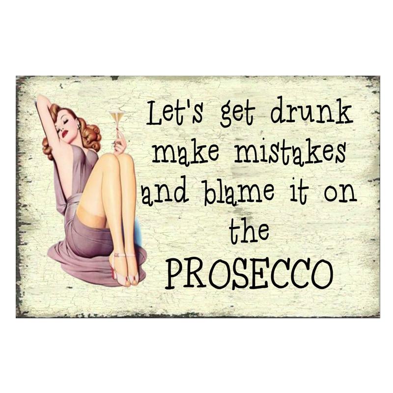Prosecco OClock Vintage Poster Prosecco Cocktails Metal Tin Signs Pub Bar Decoration Prosecco Princess Wall Art Decor N