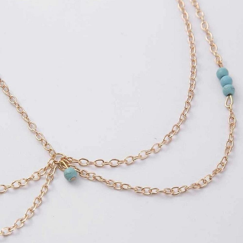 Bohemian ethnic style belly dance headgear hair beads, simple turquoise head chain hair accessories