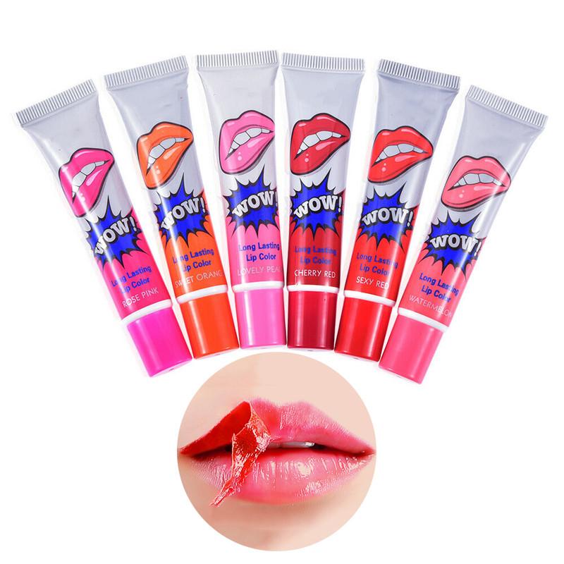 6 Colors Tear Pull Liquid Lipstick Long Lasting Lip Gloss Mask Base Waterproof Moisturizer Makeup Peel Off Lip Gloss Cosmetics