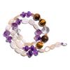 Natural Tiger Eye Moonstone Amethyst Gemstone Smooth Beads Necklace 17" UB-4298 UB-4298