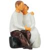 Beautiful Hand Painted Medium Size Resin Sitting Romantic Couple (Pack of 1, Black & White)