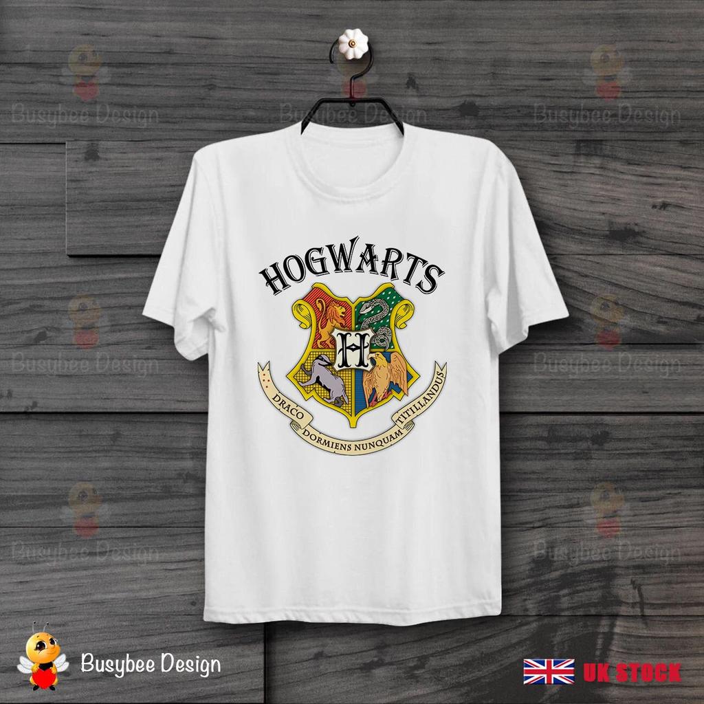 Harry Potter Hogwarts Logo Cool Gift UNISEX 100% Cotton T-shirt Mens Tees Top B442