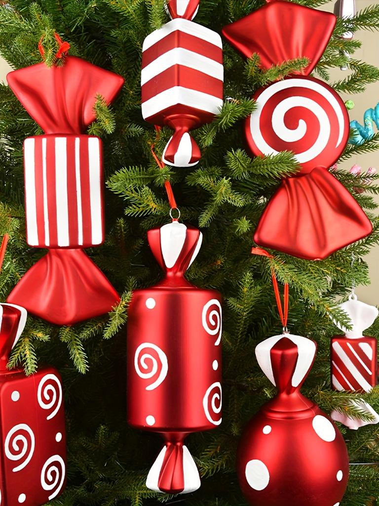 Christmas Decoration 30cm Red Candy Props Christmas Tree Ornaments, Set of 2