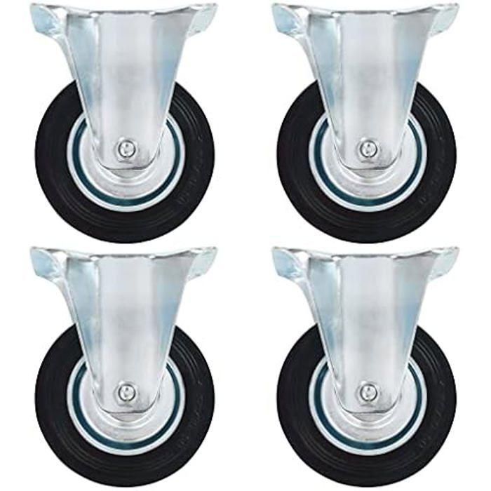 Roulettes fixes - VIDAXL - Lot de 4 - Caoutchouc - Diamètre 100 mm - Charge max 70 kg