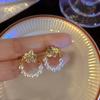 New Fashion Light Luxury Zircon Flower Earrings Women 'S Exquisite Imitation Pearl Cloud Tassel Earrings High Jewelry Party Gifts