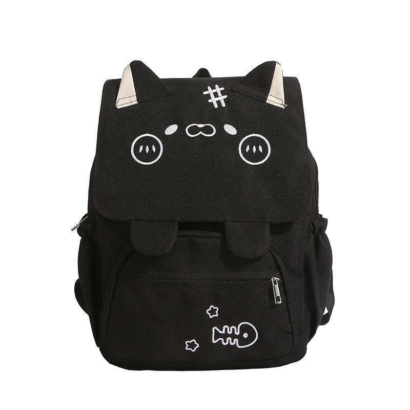 Школьный рюкзак 2025 новый японский милый рюкзак с принтом котенка большой вместимости универсальный школьный рюкзак повседневный простой дорожный рюкзак