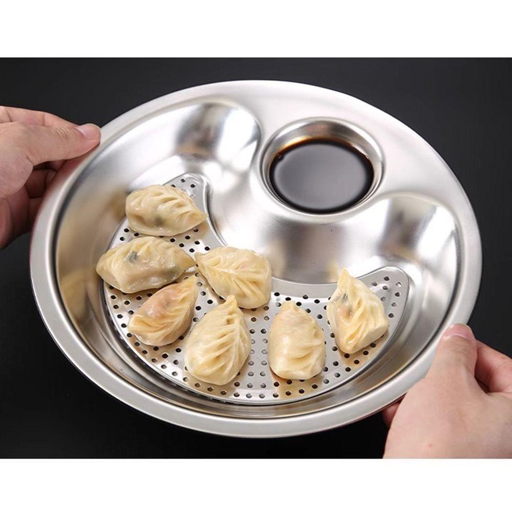 Thickened Chips and Dip Plates Round Draining Serving Dish with Vinegar Dish For Desserts