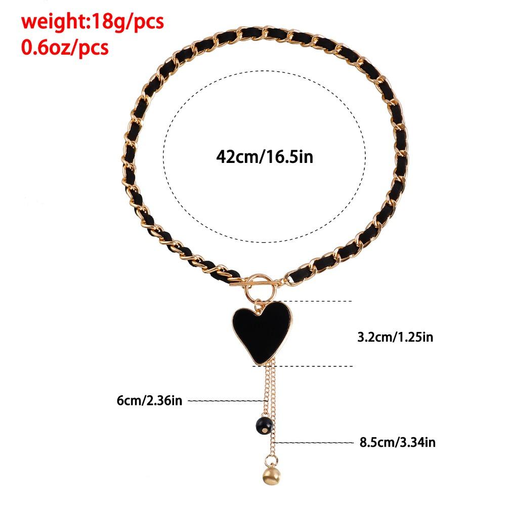 Trendy Black Love Heart Fritillary Necklace Classic Alloy Flannel Wrapped Choker Luxury Fashion Star Tassel Necklace Women