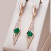 Квадратные зеленые серьги-подвески с натуральным цирконом для женщин, модные аксессуары из розового золота, свадебная вечеринка, повседневные украшения