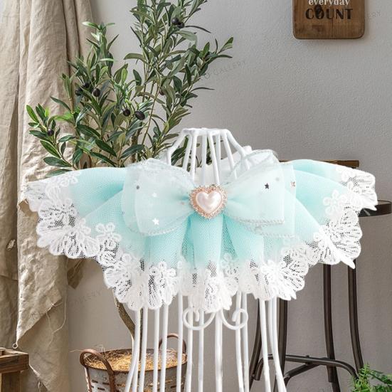 Cat Lace Collar Faux Pearl Decoration Soft Comfortable Pet Cat Dog Bowknot Saliva Towel Daily Collocation