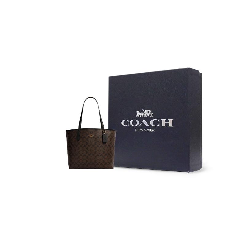 COACH City 33 Tote Monogram Shoulder Bag Large Canvas Brown Black Women's (Unisex) Shoulder Bags 5696 IMAA8