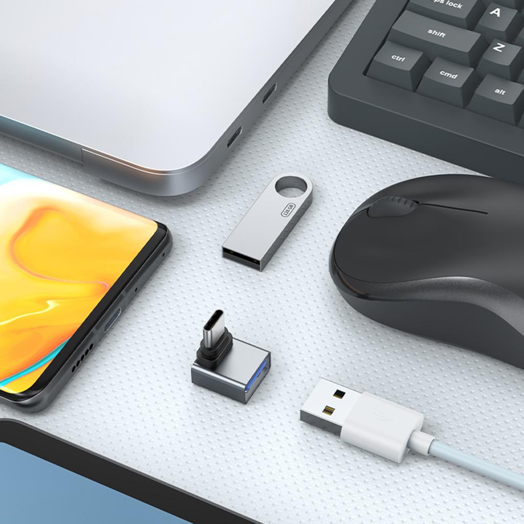 Адаптер Type-C 90 градусов Прямой Угловой Штекер на USB Разъем Женский OTG для Ноутбука ПК USB Зарядных Устройств Удлинитель Конвертер