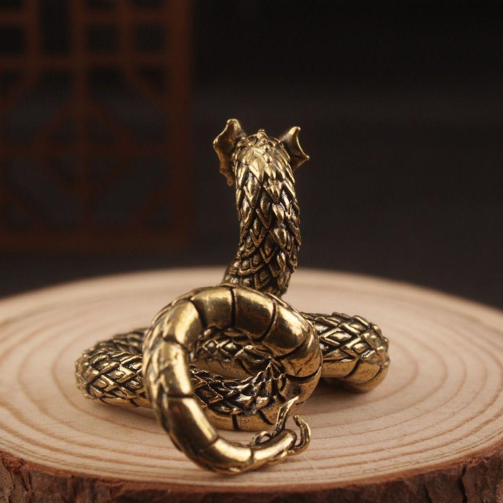 Copper Solid Brass Snake Figurines Antique Snake Statue Small Dragon Ornament Home Office Decor