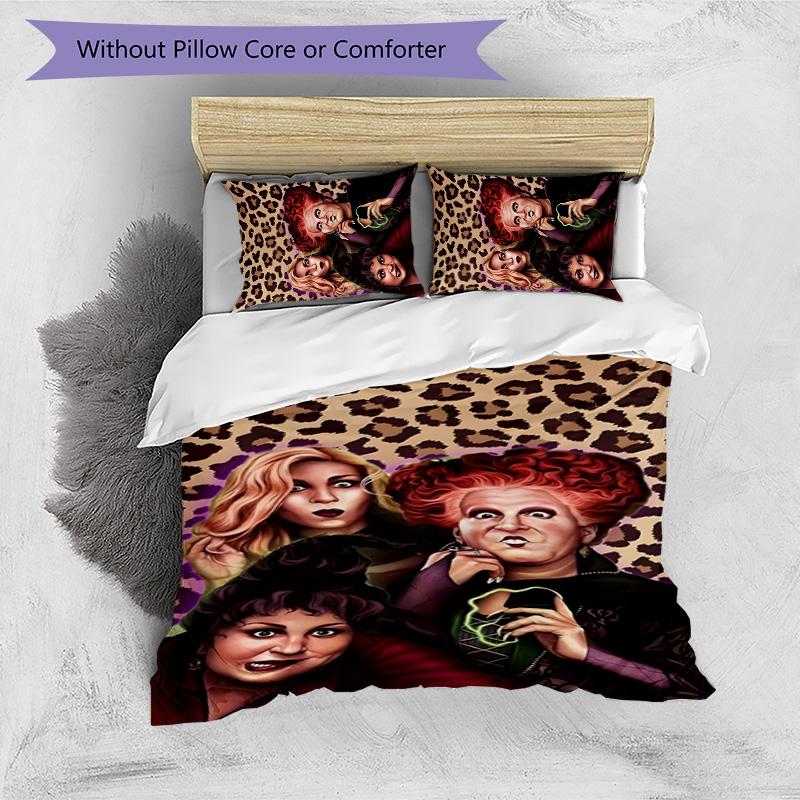 Hocus Pocus 3pcs Bedding Set Duvet Cover Closure Includes 1 Duvet Cover & 2 Pillowcases for All Seasons Bedroom Home Dorm Decor
