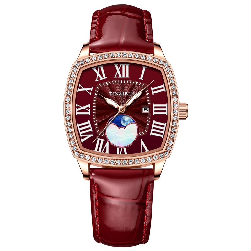 Ladies' Light Luxury Diamond Inlaid Quartz Watch, Luminous Waterproof, Ladies' Simple Temperament, Fashionable Wristwatch