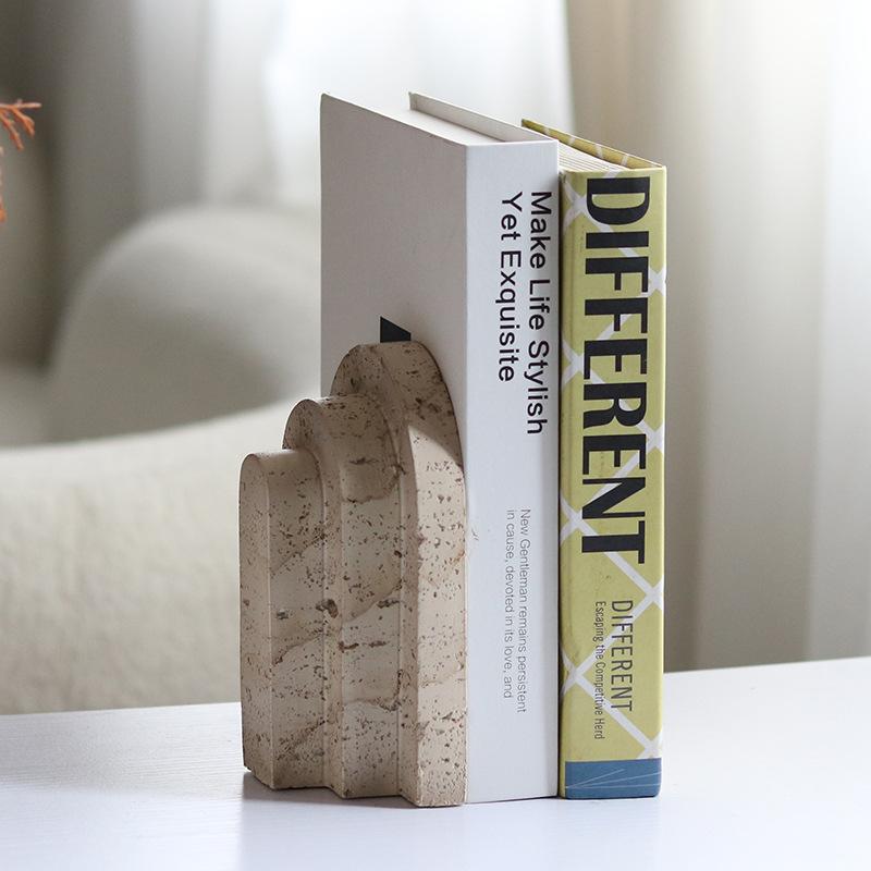 Wabi-sabi Style Home Imitation Travertine Bookends Model Room Soft Decorations Artistic Atmosphere Bookends