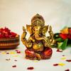 Aura Series Antique Gold Painted Ganesha Idol (5 Inch) | Marble Dust Ganesh Murti for Pooja Room, Home Decor, Office Desk