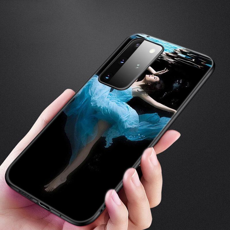 Чехол для телефона с балериной для Samsung Galaxy S22 Pro S21 S20 Ultra FE S10 Lite 5G S10E S9 S8 Plus Мягкий ТПУ Черный чехол