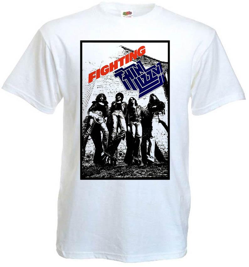 26 Thin Lizzy - Fighting V35 Футболка Hard Rock Белая Все размеры S-5XL Унисекс Футболка