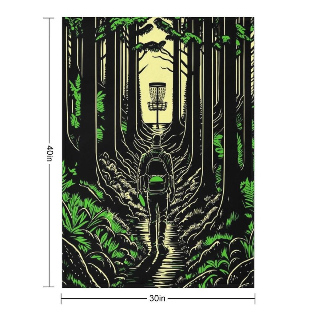 Disc Golf Forest Course Wilderness Golfer Sunset Throw Blanket Flannel Fabric Bed Fashionable Comforter Kid'S Blankets