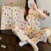 Женская пижама из трех предметов весна-лето, комплект домашней одежды, женская тонкая клетчатая пижама с короткими рукавами и рисунком в виде мультфильма