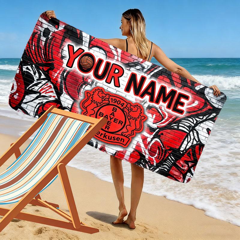 Custom Name,Bayer Leverkusen Print Beach Towel, Large Soft Quick Dry Towel for Beach Camping Swimming