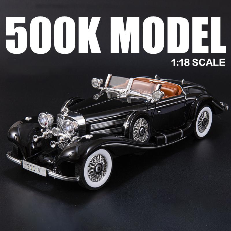 1/18 Mercedes-Benz 500K 1936 Металлическая литая модель автомобиля Игрушка Звук и свет Детская игрушка Коллекционные предметы Подарок на день рождения