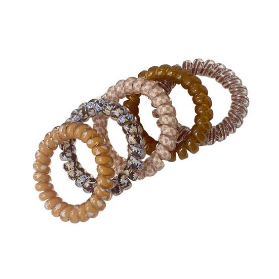 5Pcs Small Spiral Hair Coils High Elastic Ponytail Holder Women Adjustable Phone Cord Hair Ties Versatile Scrunchie Hair Accessories