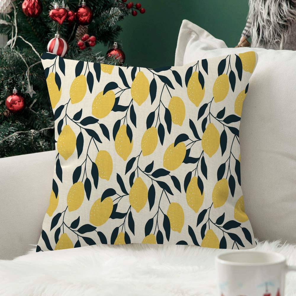 Abstract Lemon Summer Cushion Cover Inches Farmhouse Decor Home Throw Pillow Covers For Couch Decorations