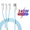 240W 3-in-1 USB-C & Micro USB Fast Charger for iPhone Samsung Xiaomi Poco - High Speed Multi-Device Cable