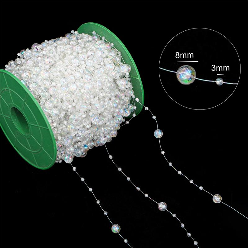17-60Meter Imitation Pearl Acrylic Beaded Chain Trim Garland Strand for Door Curtain Wedding Decoration DIY Embellished Accessories