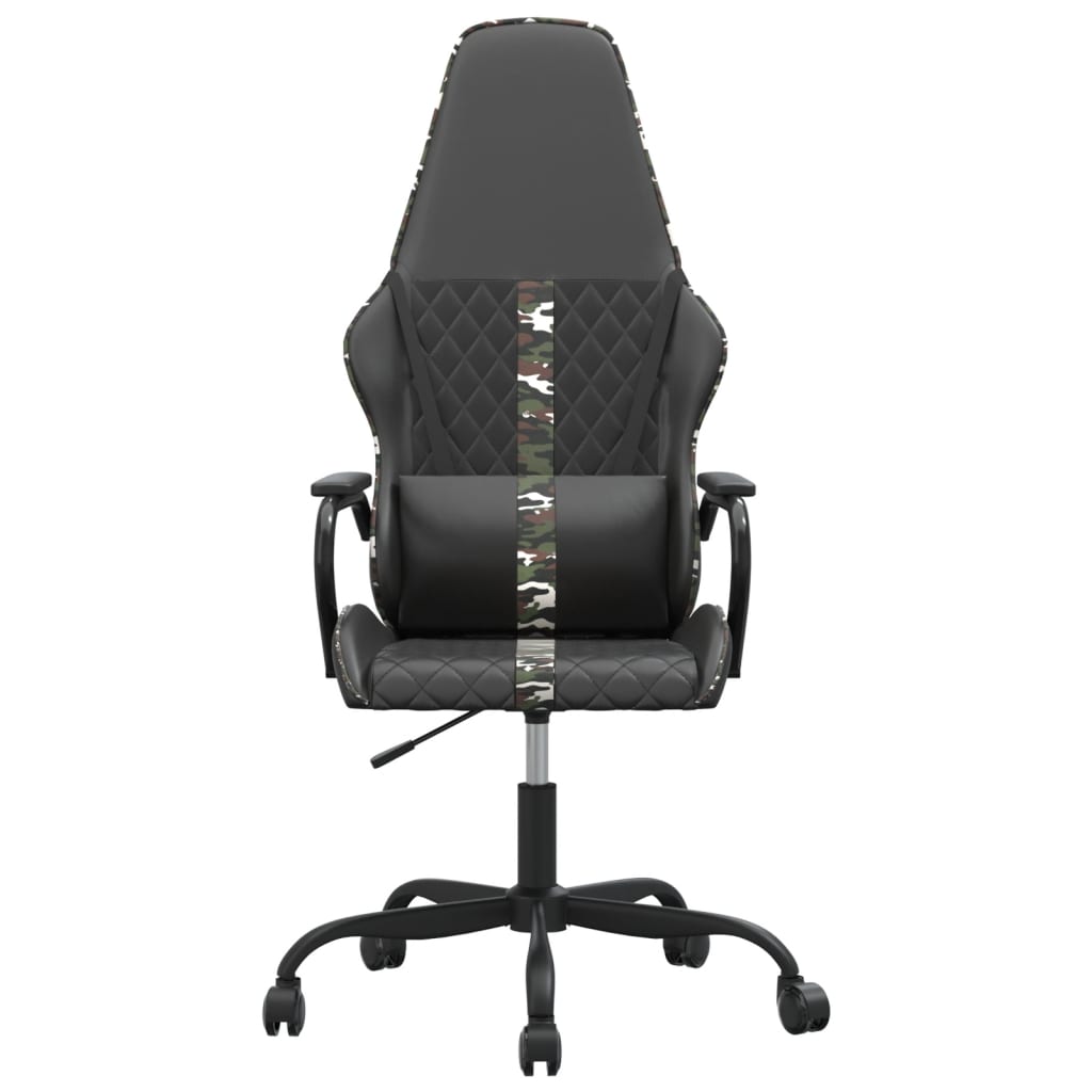 Gaming Chair with Massage Function Camouflage Color Black Artificial Leather