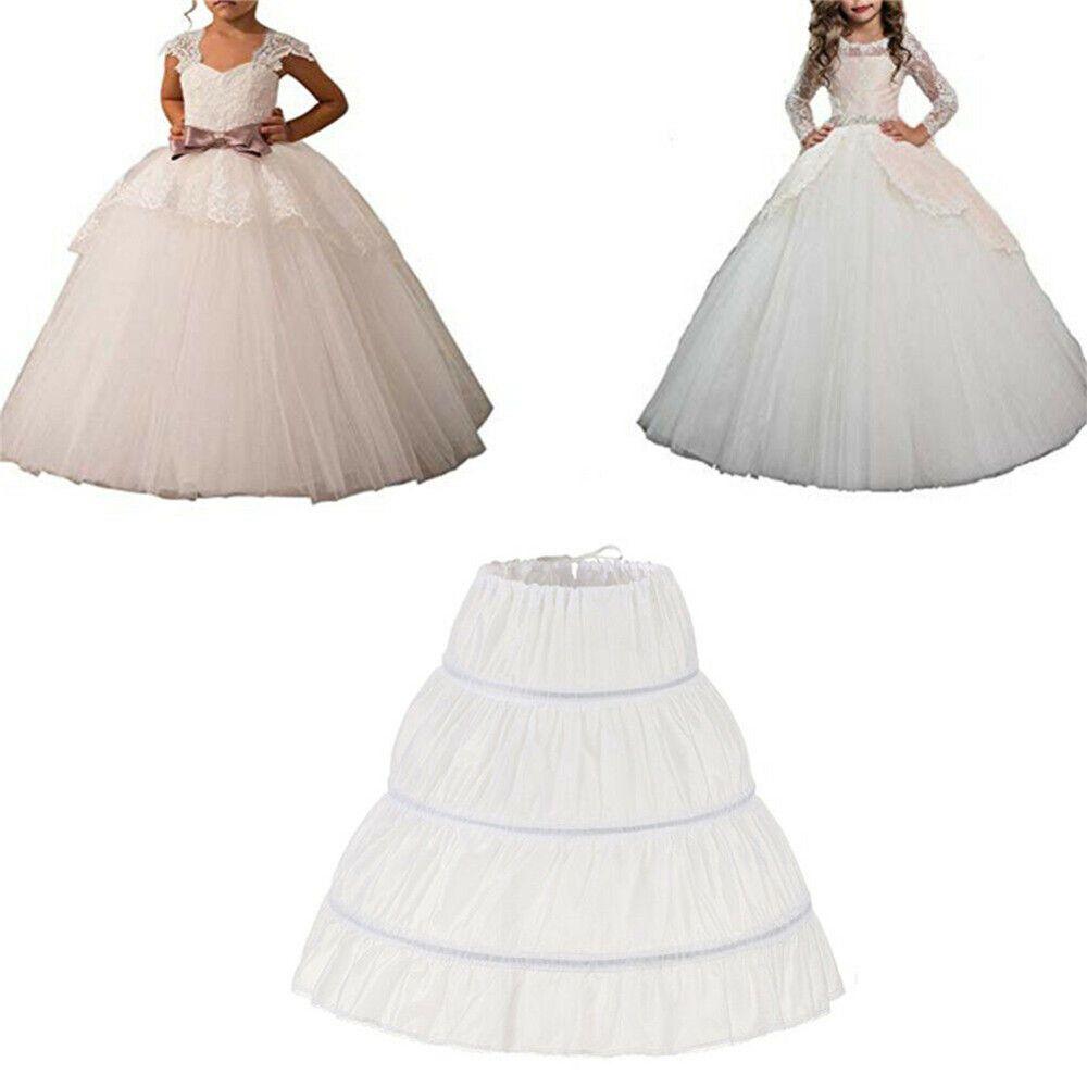 Children 3 Hoops Tutu Skirt White Lace Princess Skirt Flower Crinoline Skirt Petticoat